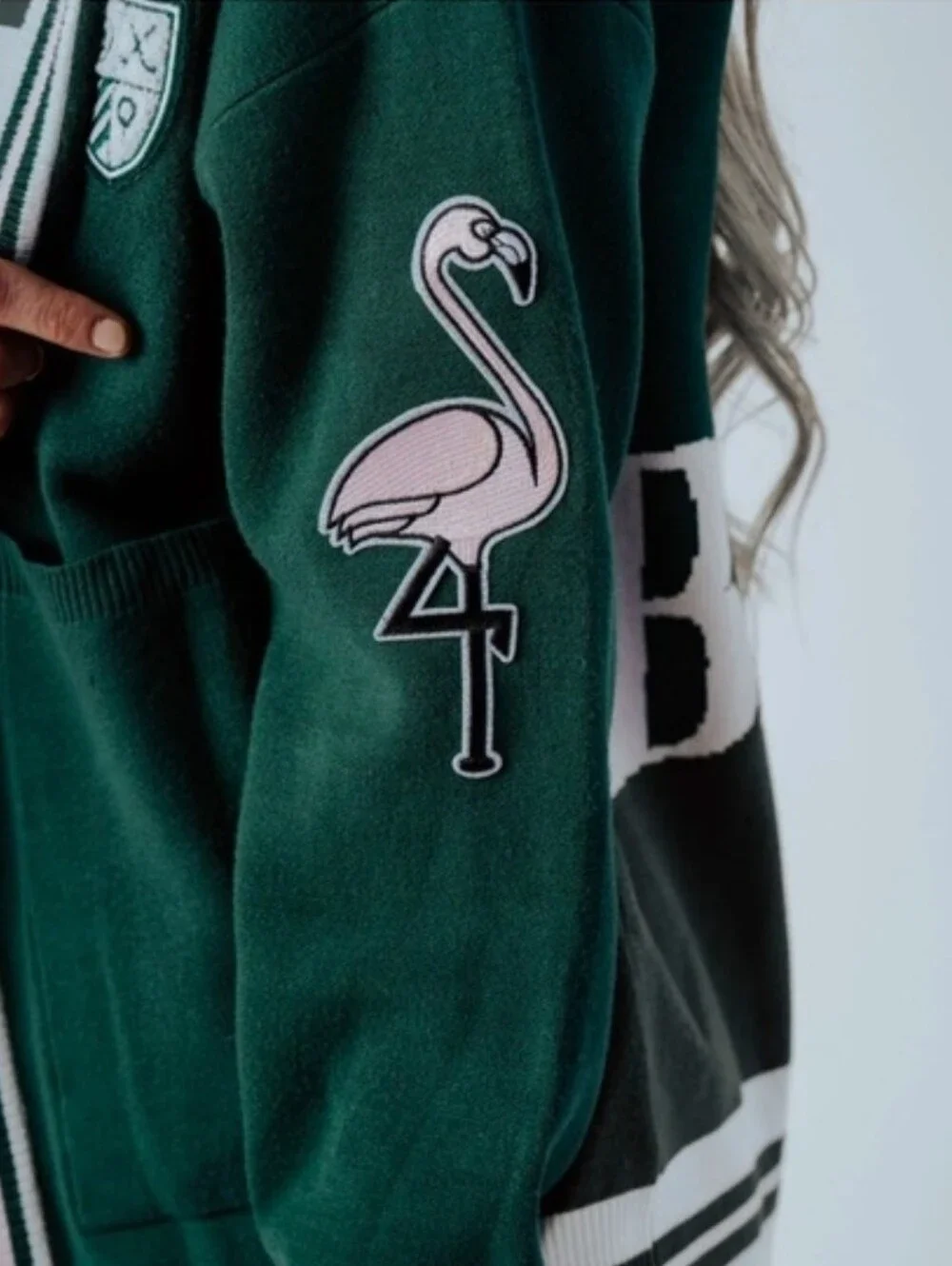 Fore Alll Womens XL Green Collegiate Golf Babe Cardigan Patches Preppy Academia